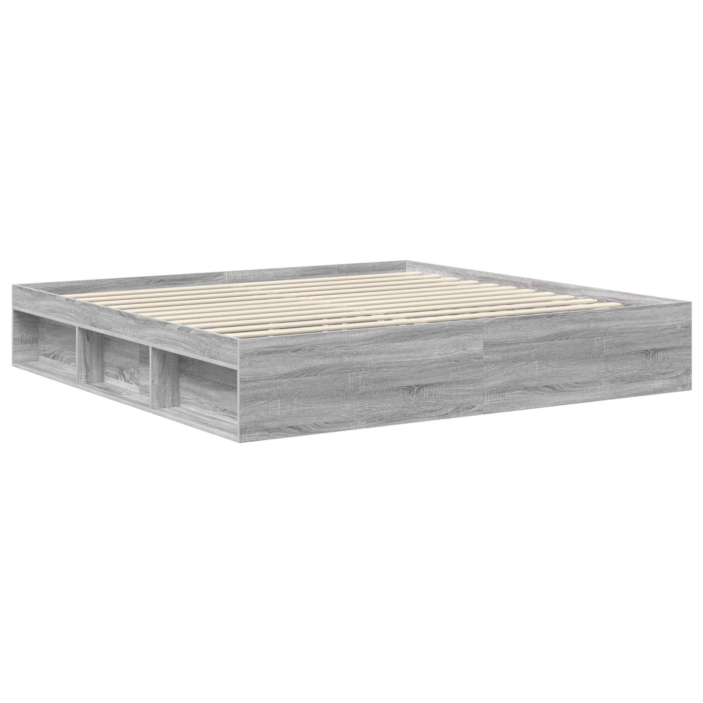 Bed Frame Grey Sonoma 200 x 200 cm Solid Pine Wood