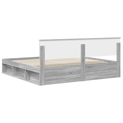 Bed Frame Grey Sonoma 200 x 200 cm Solid Pine Wood