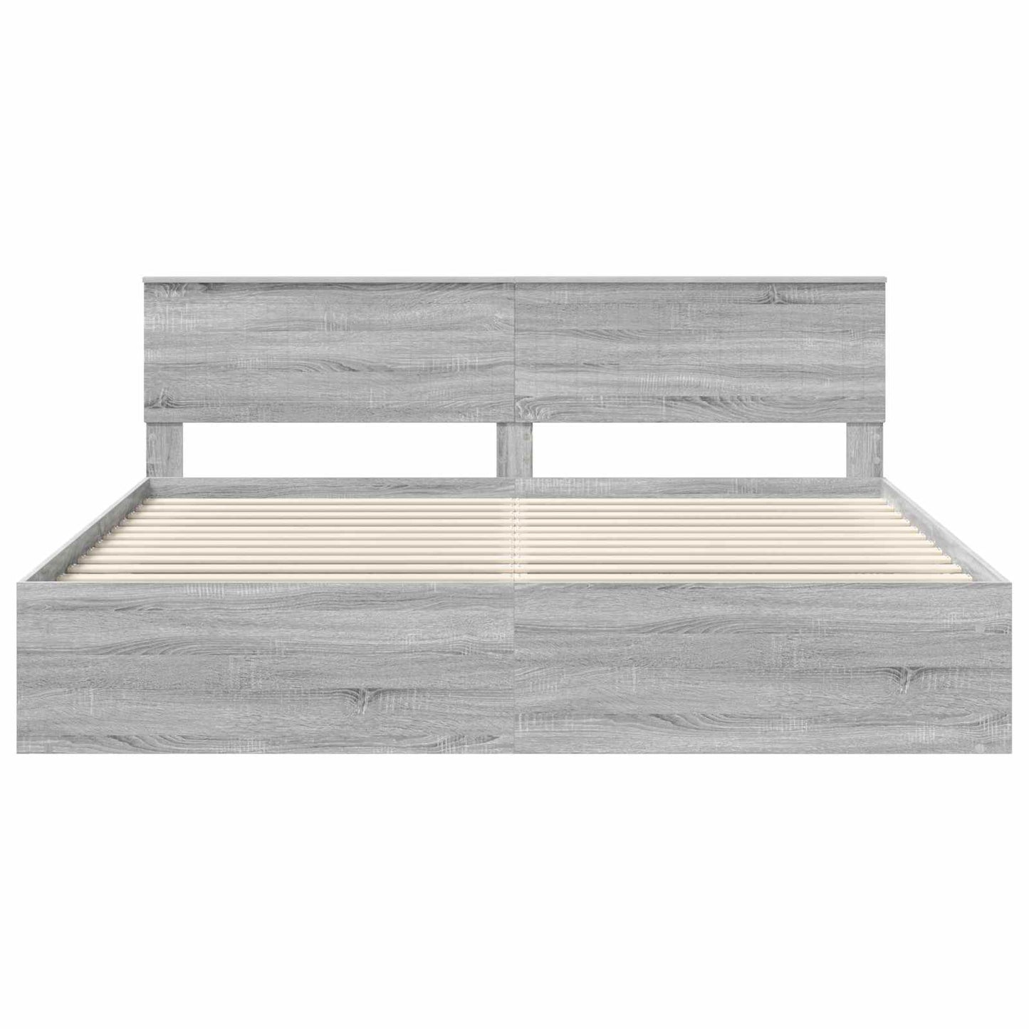 Bed Frame Grey Sonoma 200 x 200 cm Solid Pine Wood