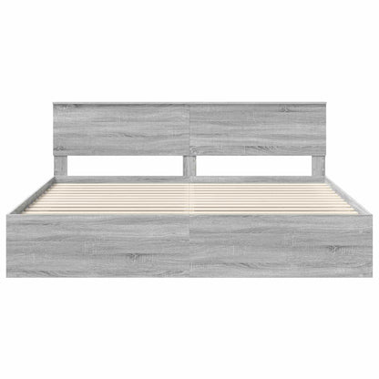 Bed Frame Grey Sonoma 200 x 200 cm Solid Pine Wood