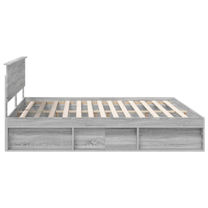 Bed Frame Grey Sonoma 200 x 200 cm Solid Pine Wood