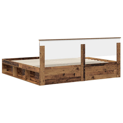 Bed Frame with Headboard Old Wood 200 x 200 cm Solid Pine Wood
