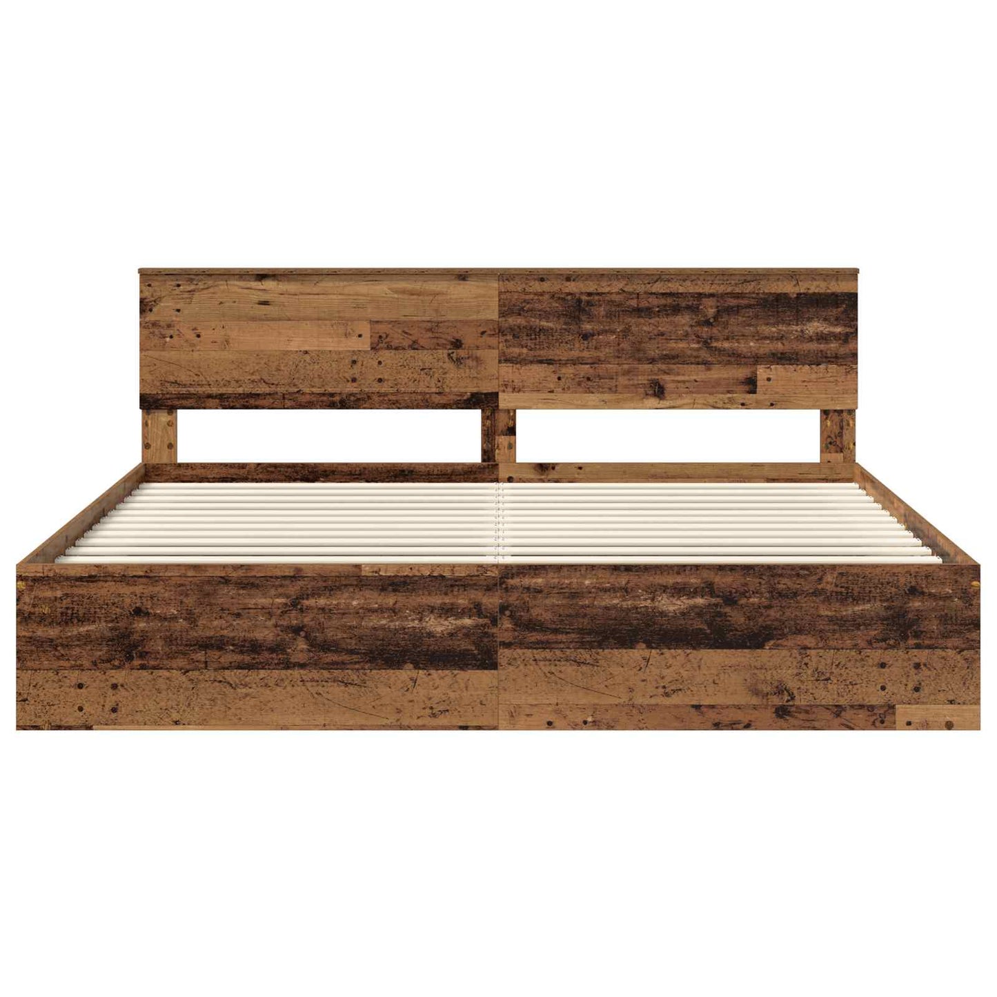 Bed Frame with Headboard Old Wood 200 x 200 cm Solid Pine Wood