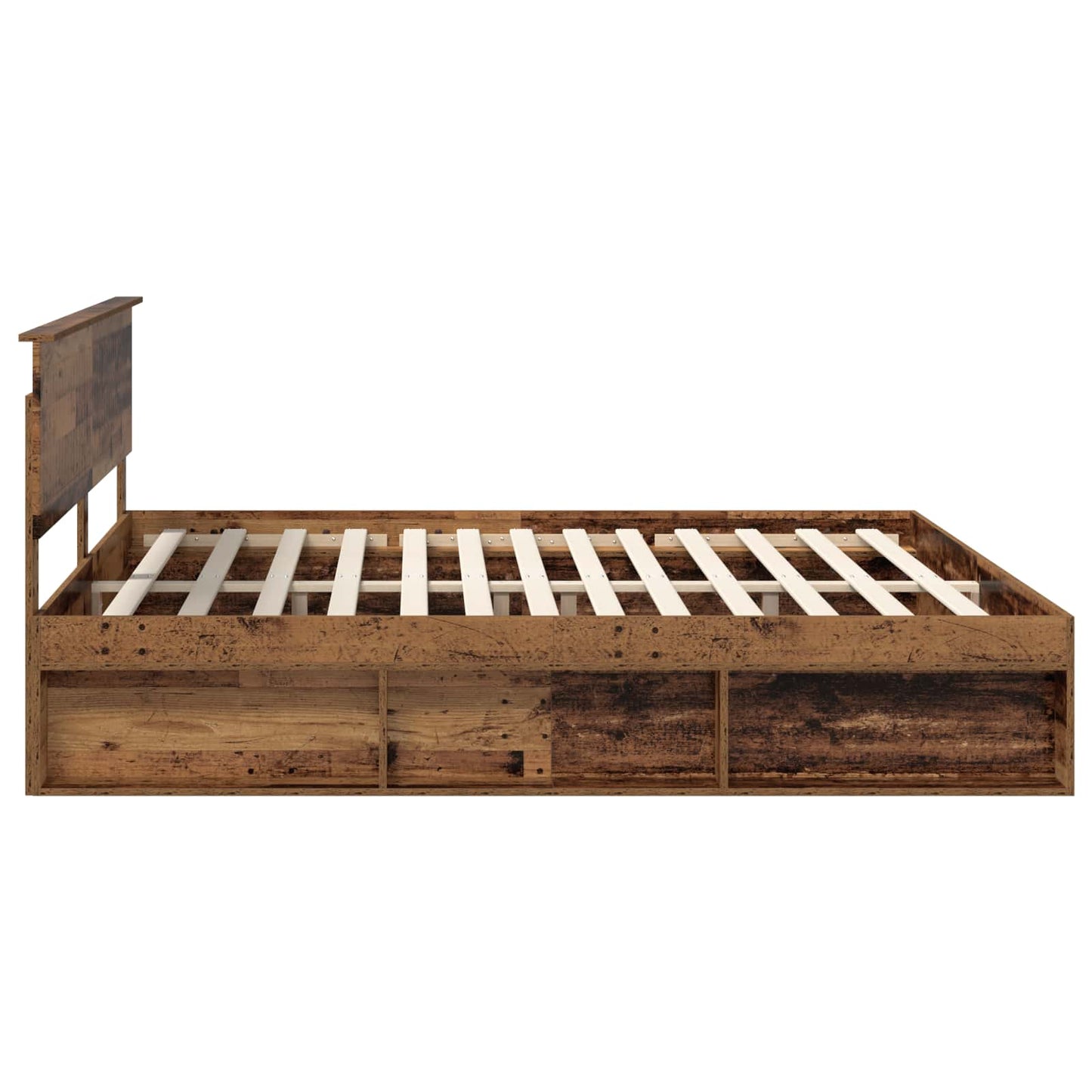 Bed Frame with Headboard Old Wood 200 x 200 cm Solid Pine Wood