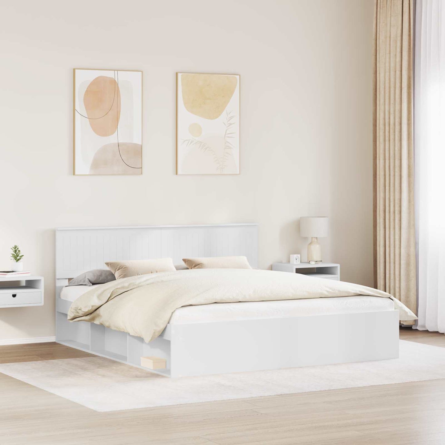 Bed Frame with Headboard White 180 x 200 cm Solid Pine Wood