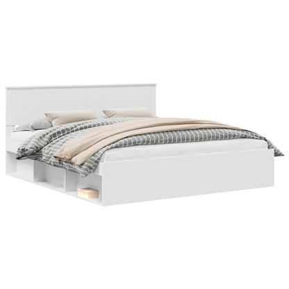 Bed Frame with Headboard White 180 x 200 cm Solid Pine Wood