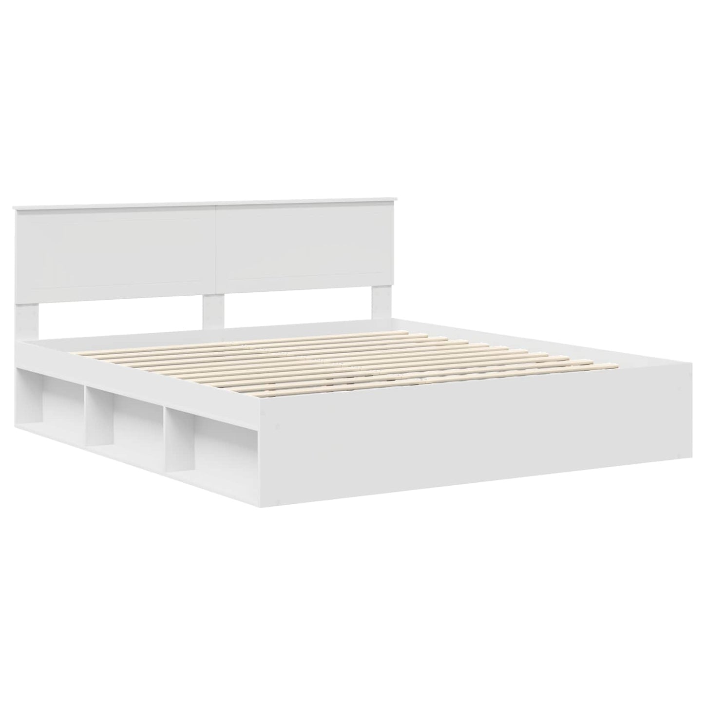 Bed Frame with Headboard White 180 x 200 cm Solid Pine Wood