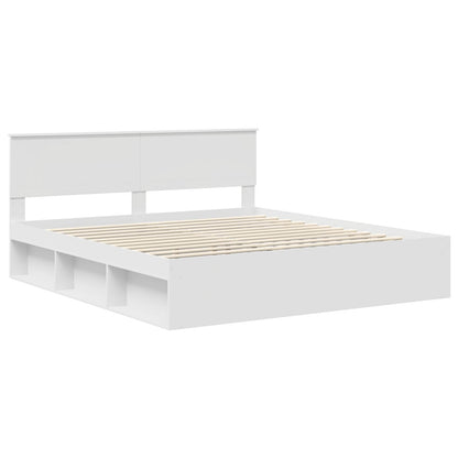 Bed Frame with Headboard White 180 x 200 cm Solid Pine Wood