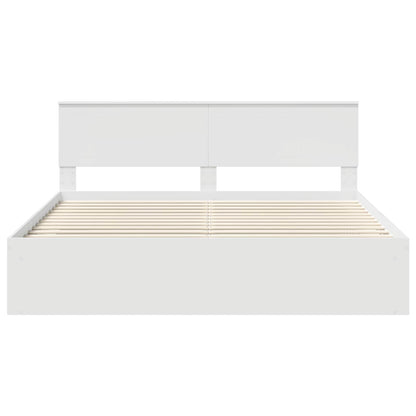Bed Frame with Headboard White 180 x 200 cm Solid Pine Wood