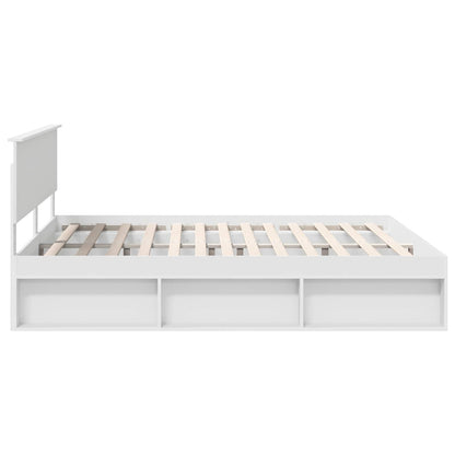 Bed Frame with Headboard White 180 x 200 cm Solid Pine Wood