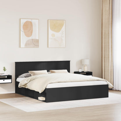 Bed Frame with Headboard Black 180 x 200 cm Solid Pine Wood