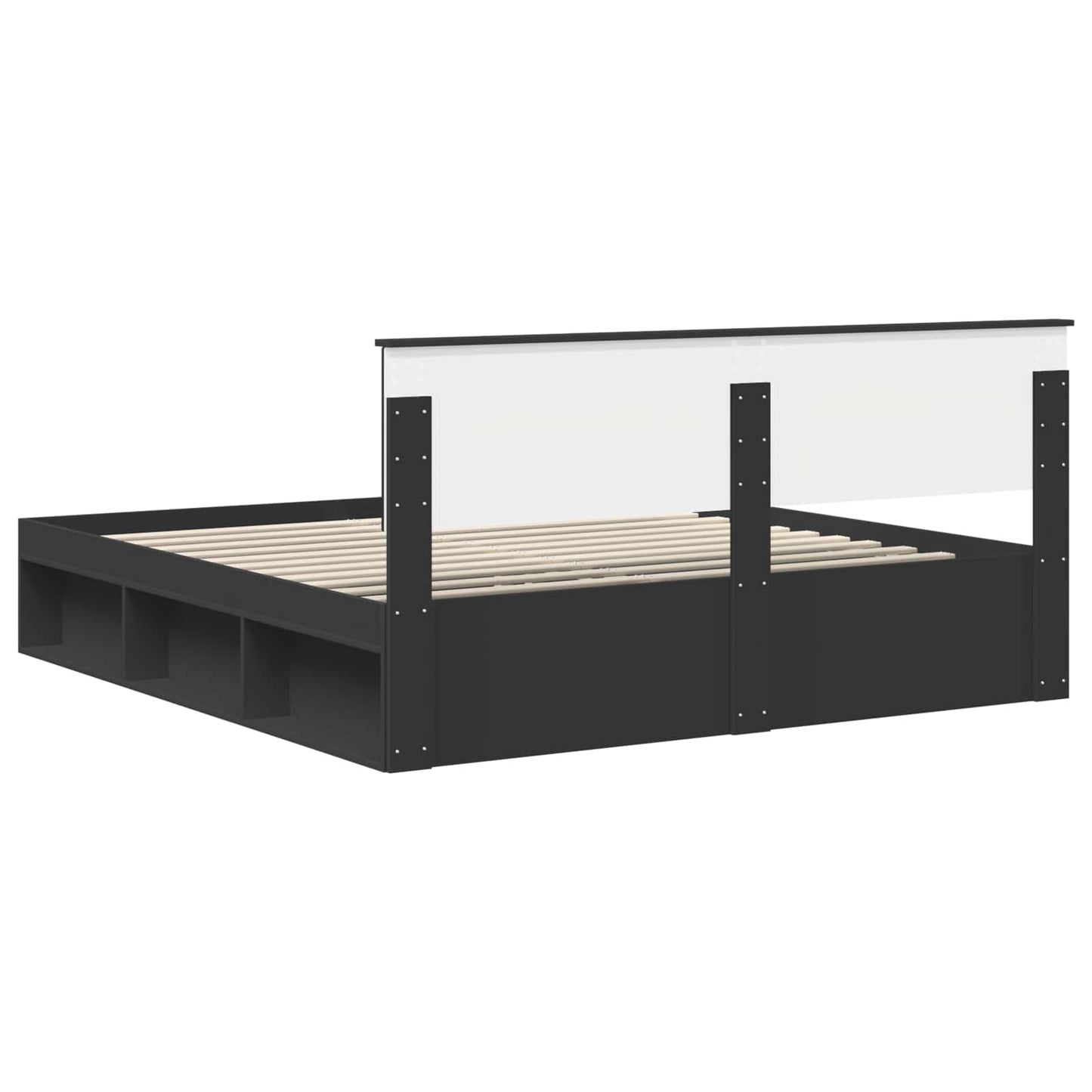 Bed Frame with Headboard Black 180 x 200 cm Solid Pine Wood