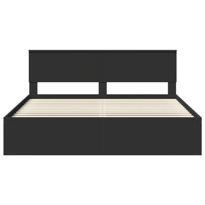 Bed Frame with Headboard Black 180 x 200 cm Solid Pine Wood