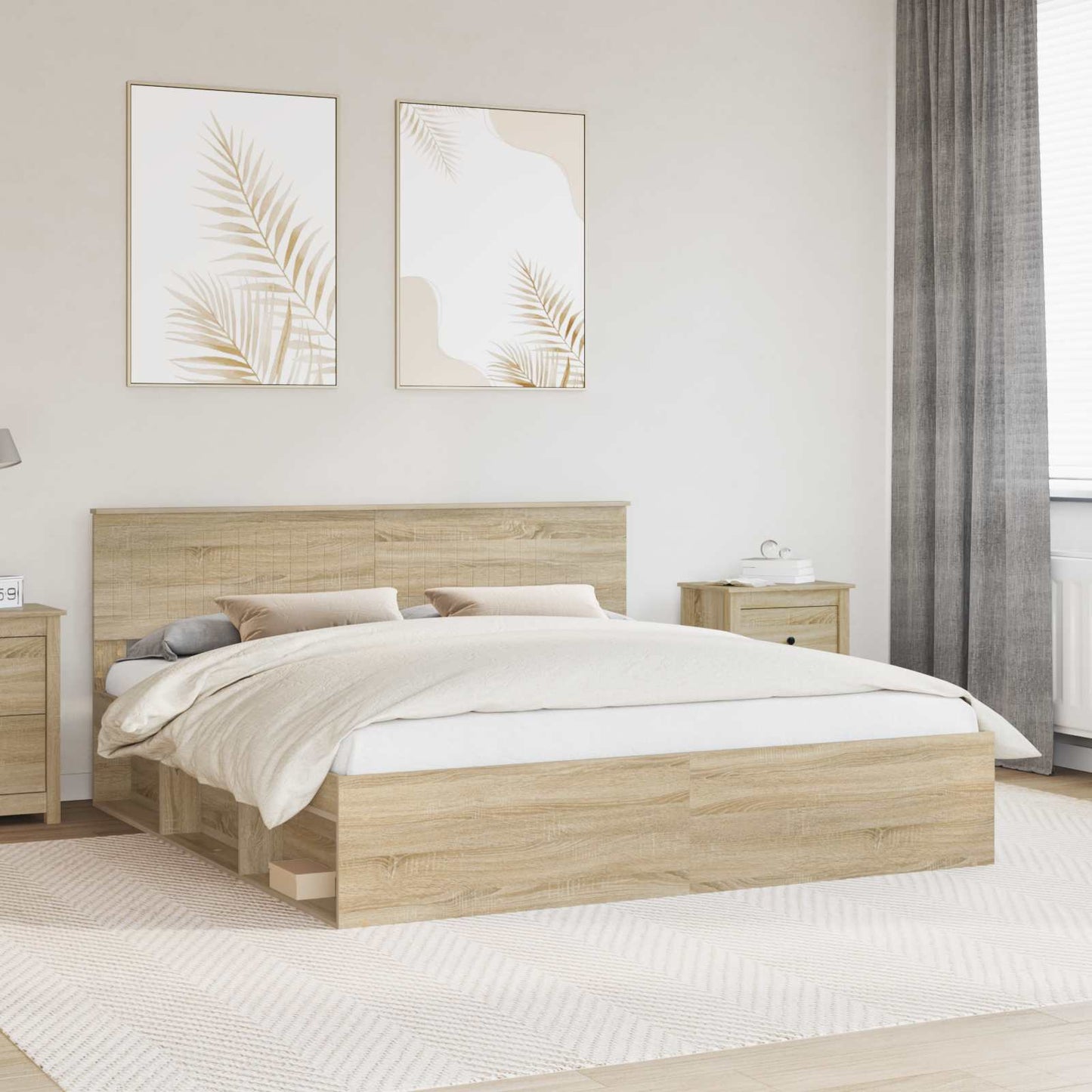 Bed Frame with Headboard Sonoma 180 x 200 cm Solid Pine Wood