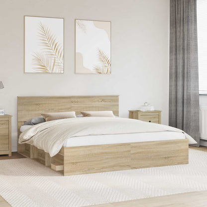Bed Frame with Headboard Sonoma 180 x 200 cm Solid Pine Wood