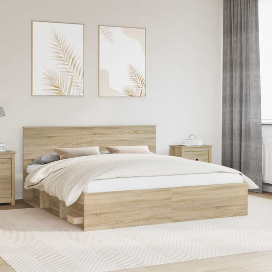 Bed Frame with Headboard Sonoma 180 x 200 cm Solid Pine Wood
