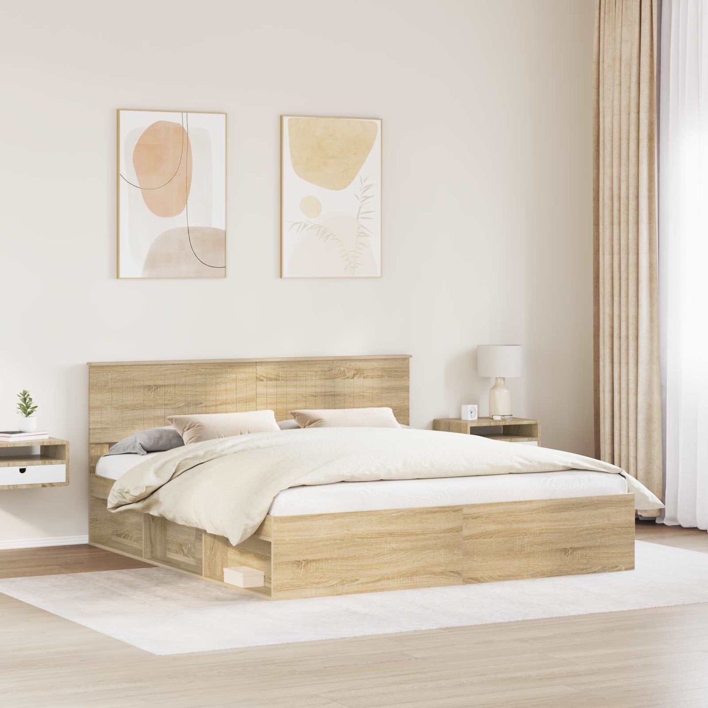 Bed Frame with Headboard Sonoma 180 x 200 cm Solid Pine Wood
