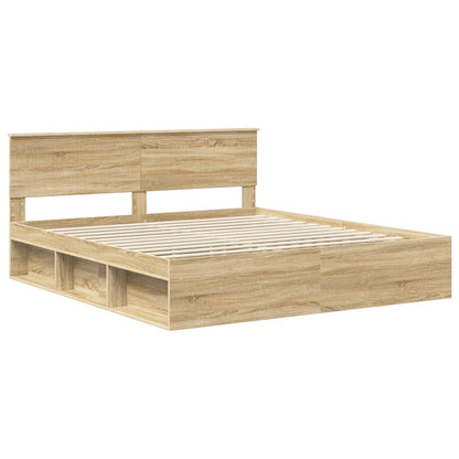 Bed Frame with Headboard Sonoma 180 x 200 cm Solid Pine Wood