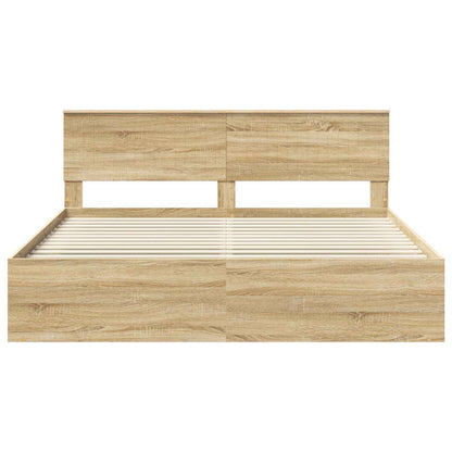 Bed Frame with Headboard Sonoma 180 x 200 cm Solid Pine Wood