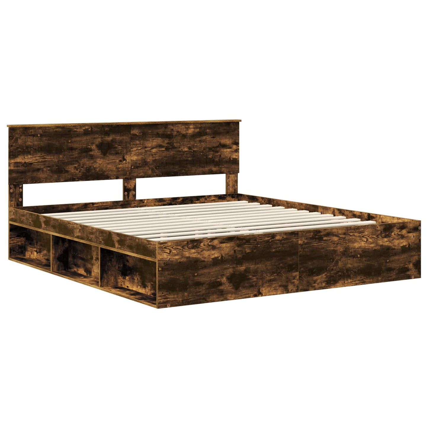 Bed Frame Smoked Oak 180 x 200 cm Solid Pine Wood