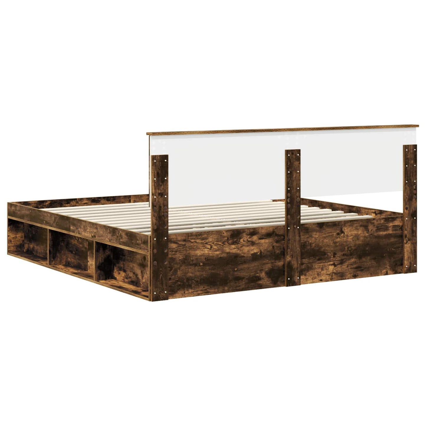 Bed Frame Smoked Oak 180 x 200 cm Solid Pine Wood