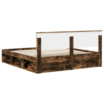 Bed Frame Smoked Oak 180 x 200 cm Solid Pine Wood