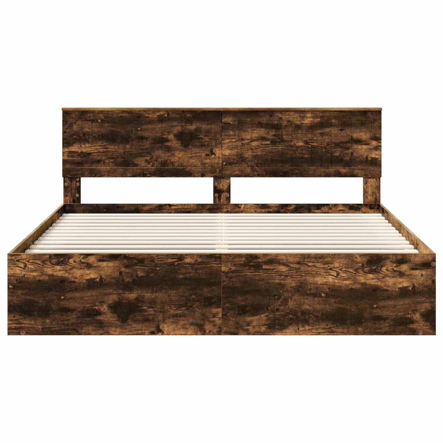 Bed Frame Smoked Oak 180 x 200 cm Solid Pine Wood