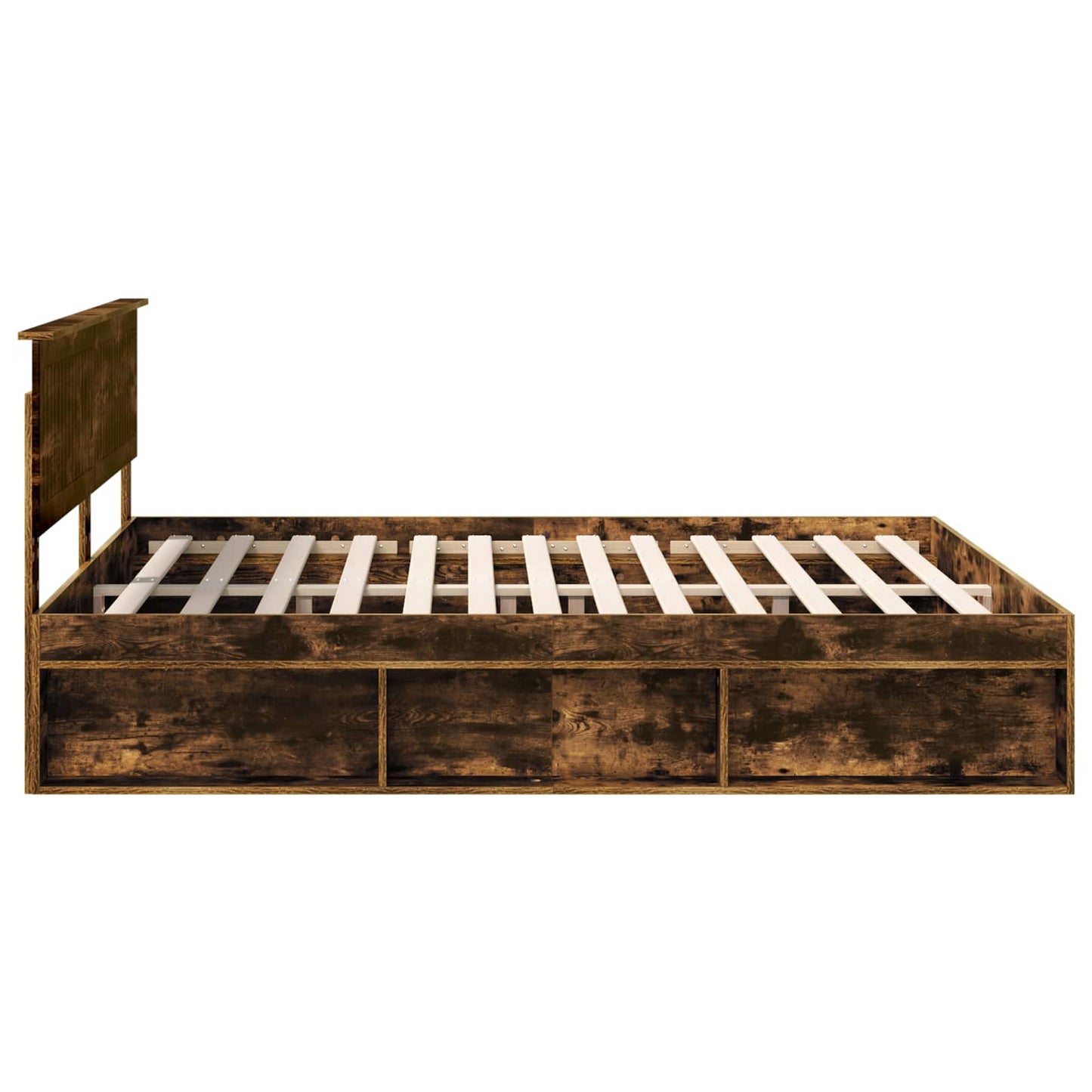 Bed Frame Smoked Oak 180 x 200 cm Solid Pine Wood