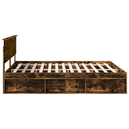 Bed Frame Smoked Oak 180 x 200 cm Solid Pine Wood