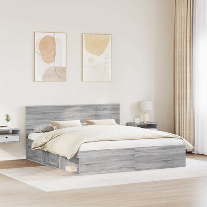 Bed Frame Grey Sonoma 180 x 200 cm Solid Pine Wood