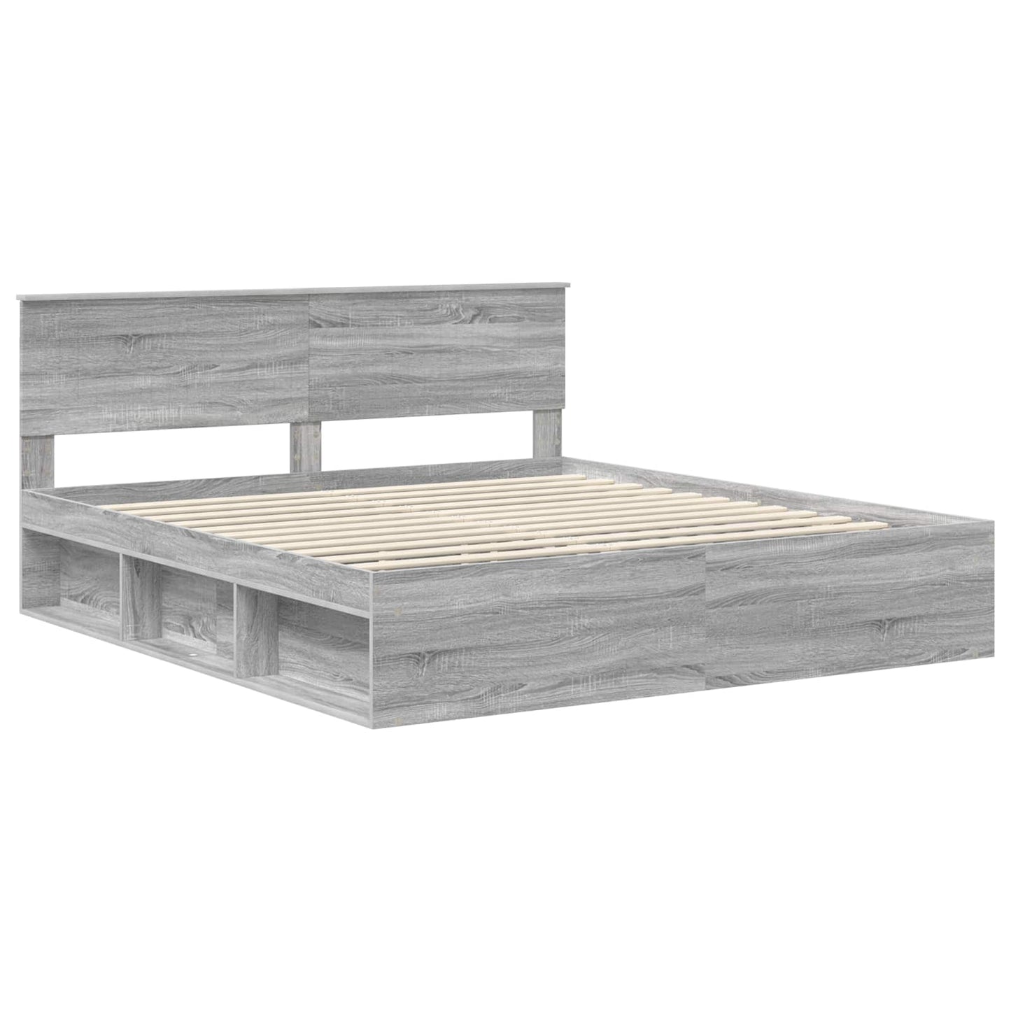 Bed Frame Grey Sonoma 180 x 200 cm Solid Pine Wood