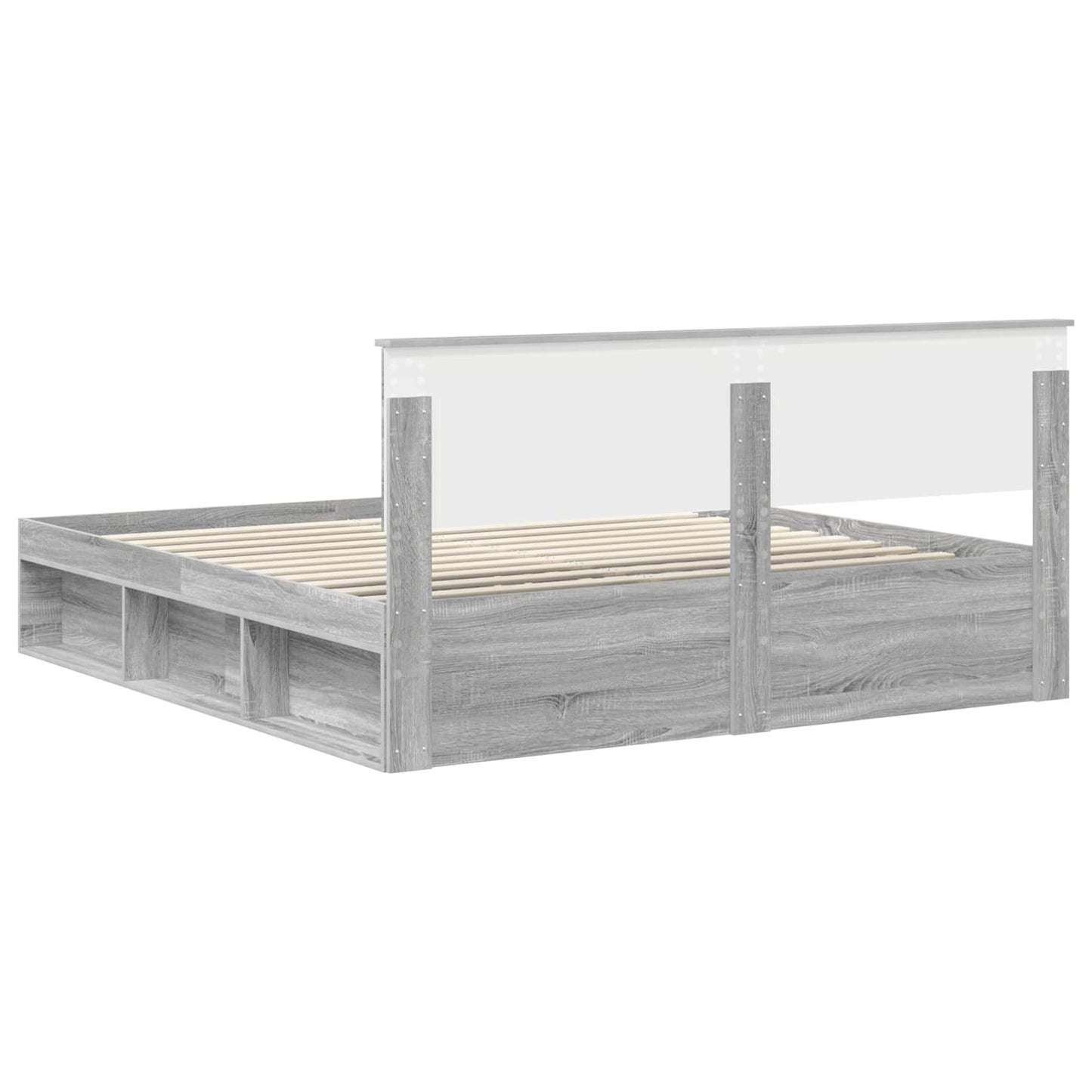 Bed Frame Grey Sonoma 180 x 200 cm Solid Pine Wood