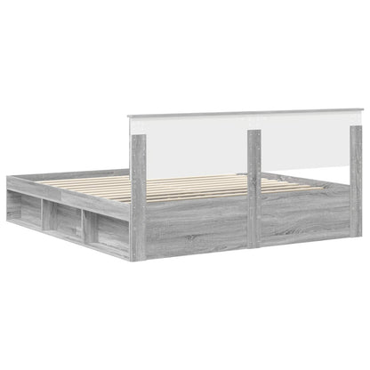 Bed Frame Grey Sonoma 180 x 200 cm Solid Pine Wood