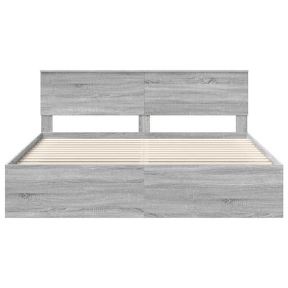 Bed Frame Grey Sonoma 180 x 200 cm Solid Pine Wood