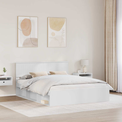 Bed Frame with Headboard White 160 x 200 cm Solid Pine Wood