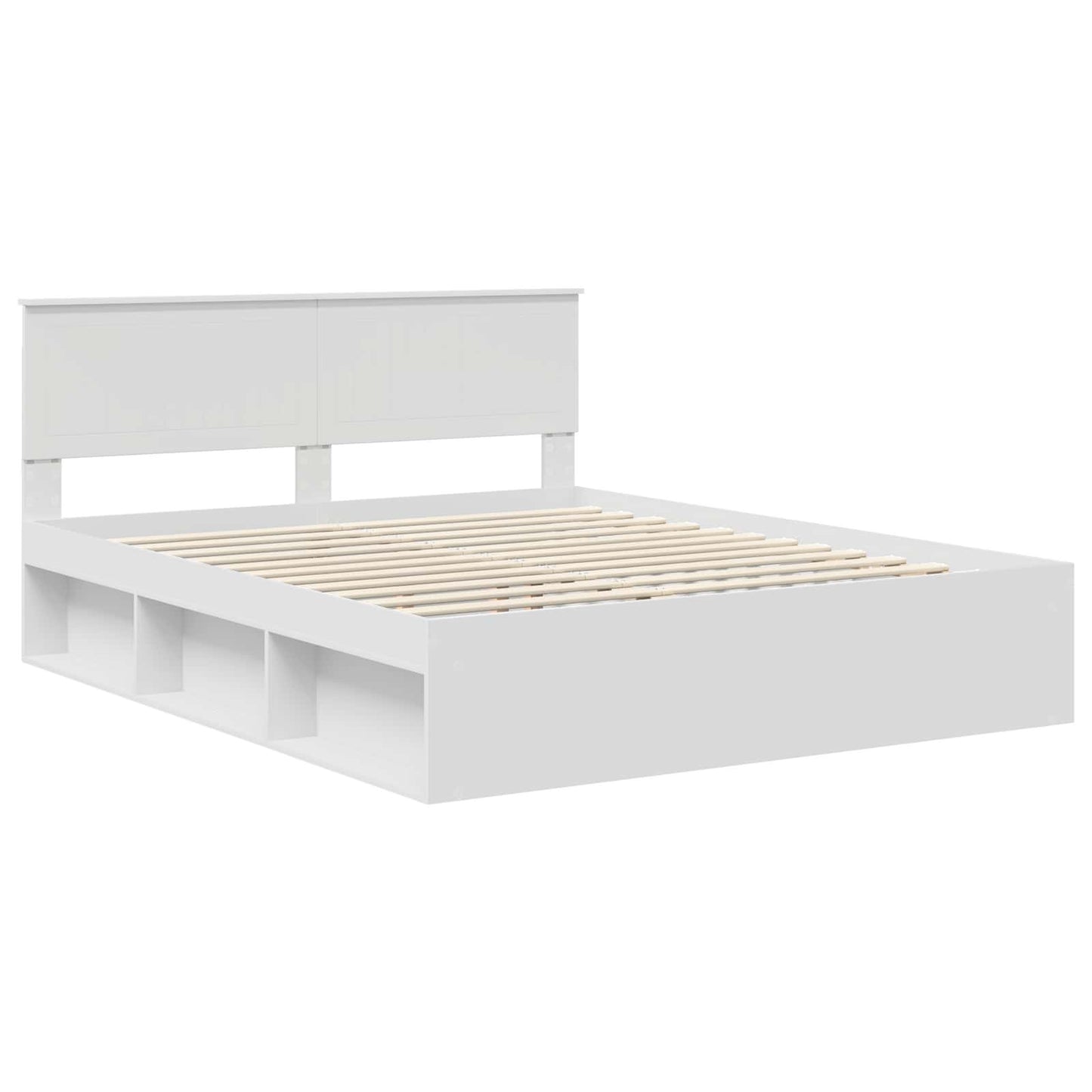 Bed Frame with Headboard White 160 x 200 cm Solid Pine Wood