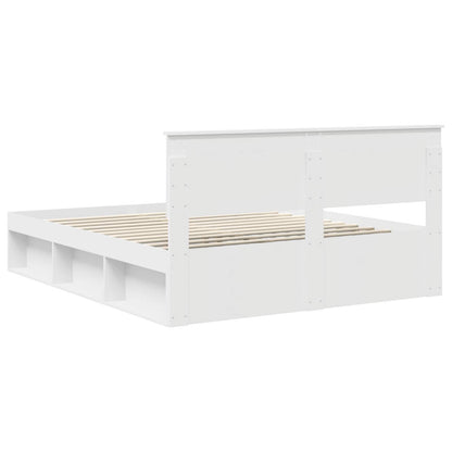 Bed Frame with Headboard White 160 x 200 cm Solid Pine Wood
