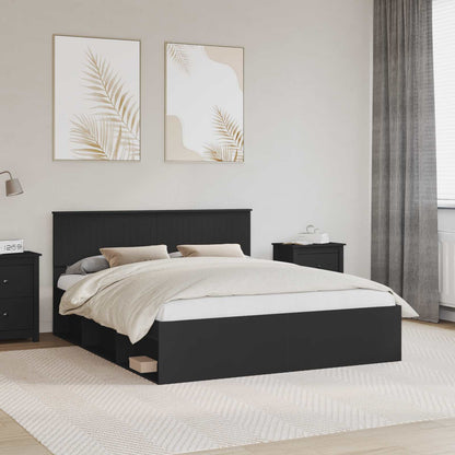 Bed Frame with Headboard Black 160 x 200 cm Solid Pine Wood