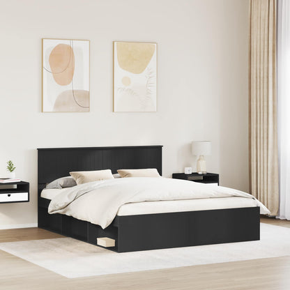 Bed Frame with Headboard Black 160 x 200 cm Solid Pine Wood