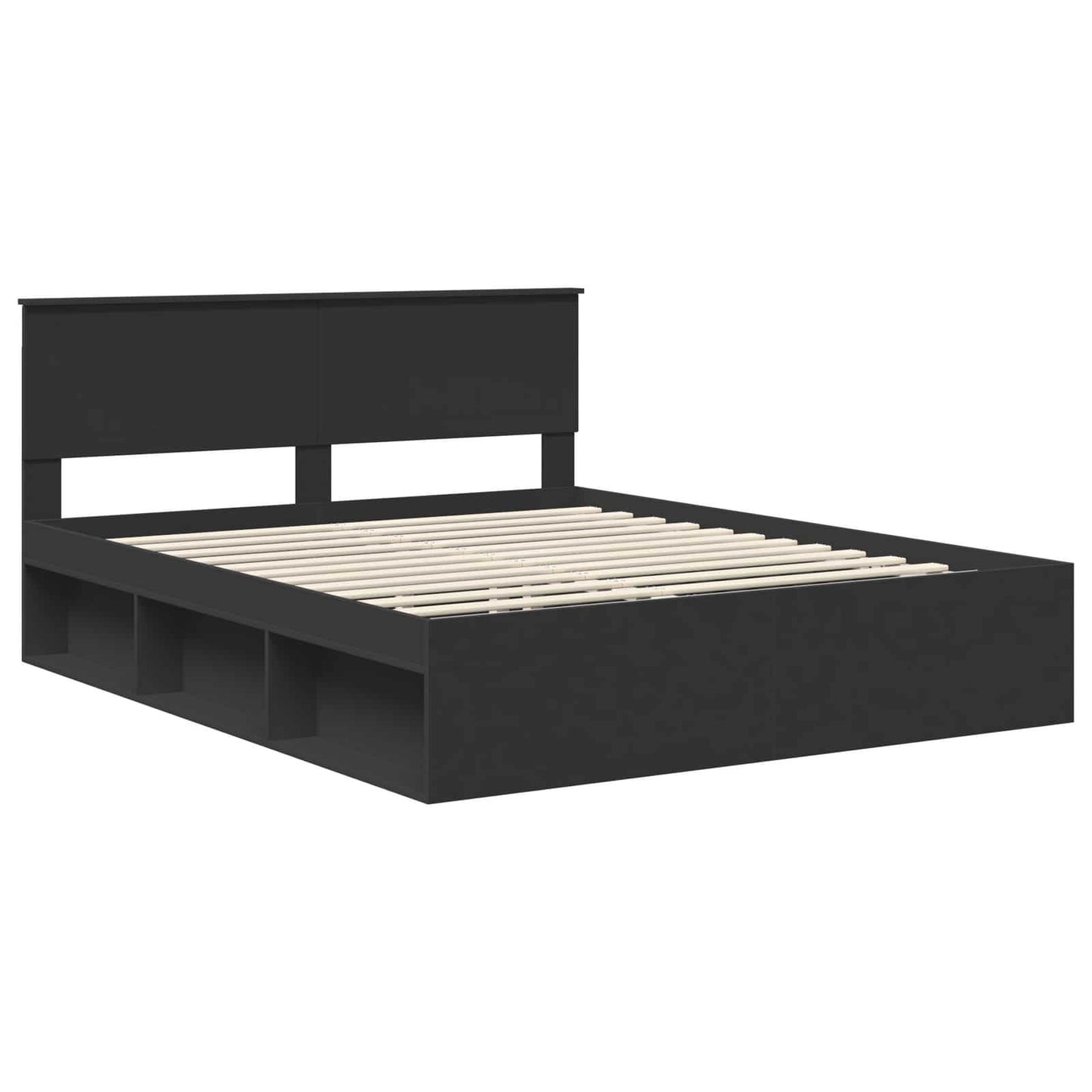 Bed Frame with Headboard Black 160 x 200 cm Solid Pine Wood