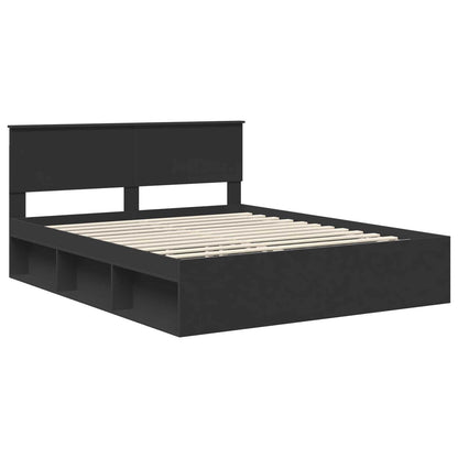 Bed Frame with Headboard Black 160 x 200 cm Solid Pine Wood
