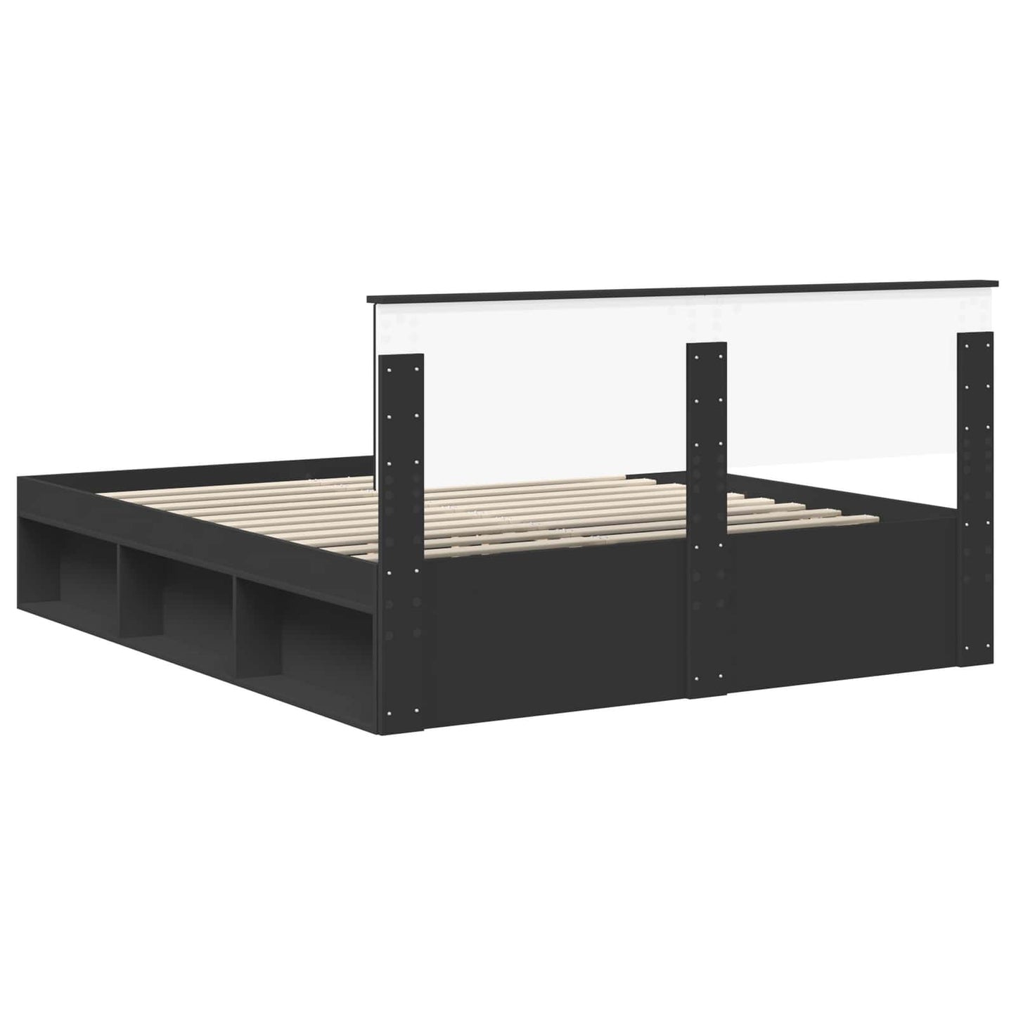 Bed Frame with Headboard Black 160 x 200 cm Solid Pine Wood
