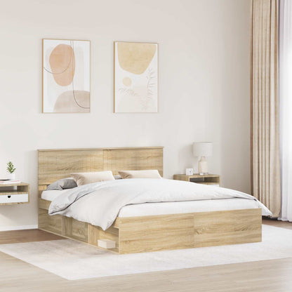 Bed Frame with Headboard Sonoma 160 x 200 cm Solid Pine Wood