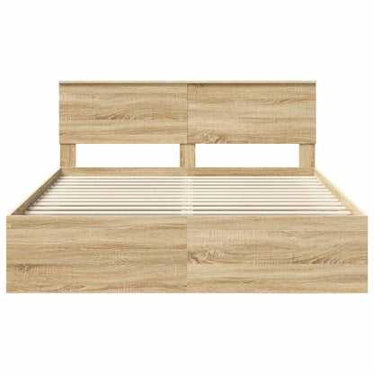 Bed Frame with Headboard Sonoma 160 x 200 cm Solid Pine Wood