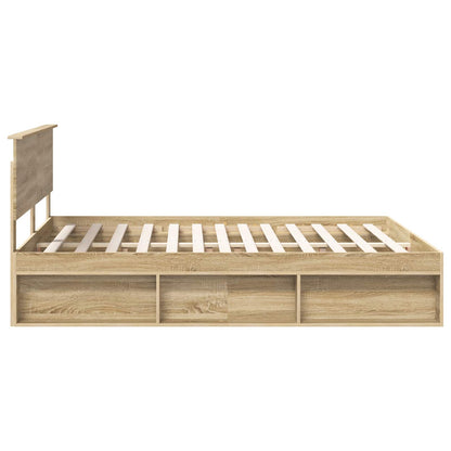 Bed Frame with Headboard Sonoma 160 x 200 cm Solid Pine Wood