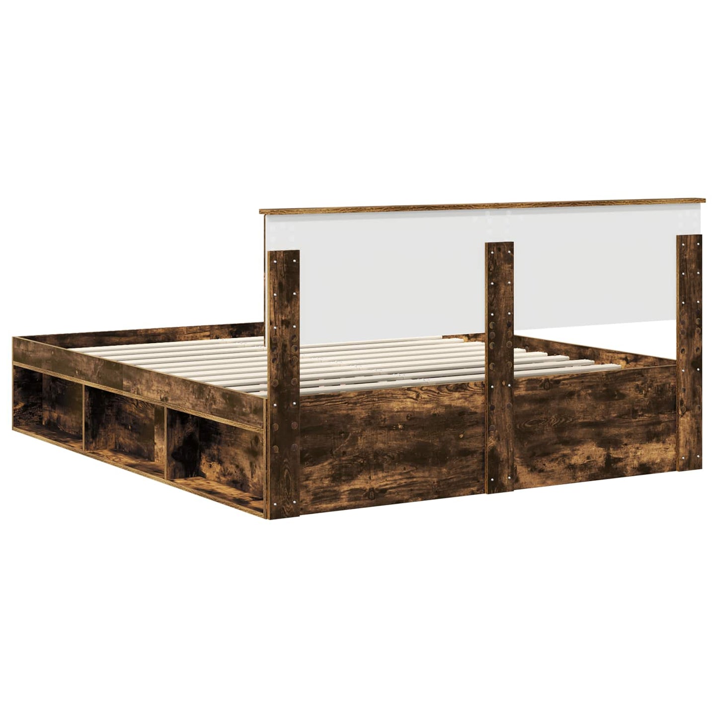 Bed Frame Smoked Oak 160 x 200 cm Solid Pine Wood