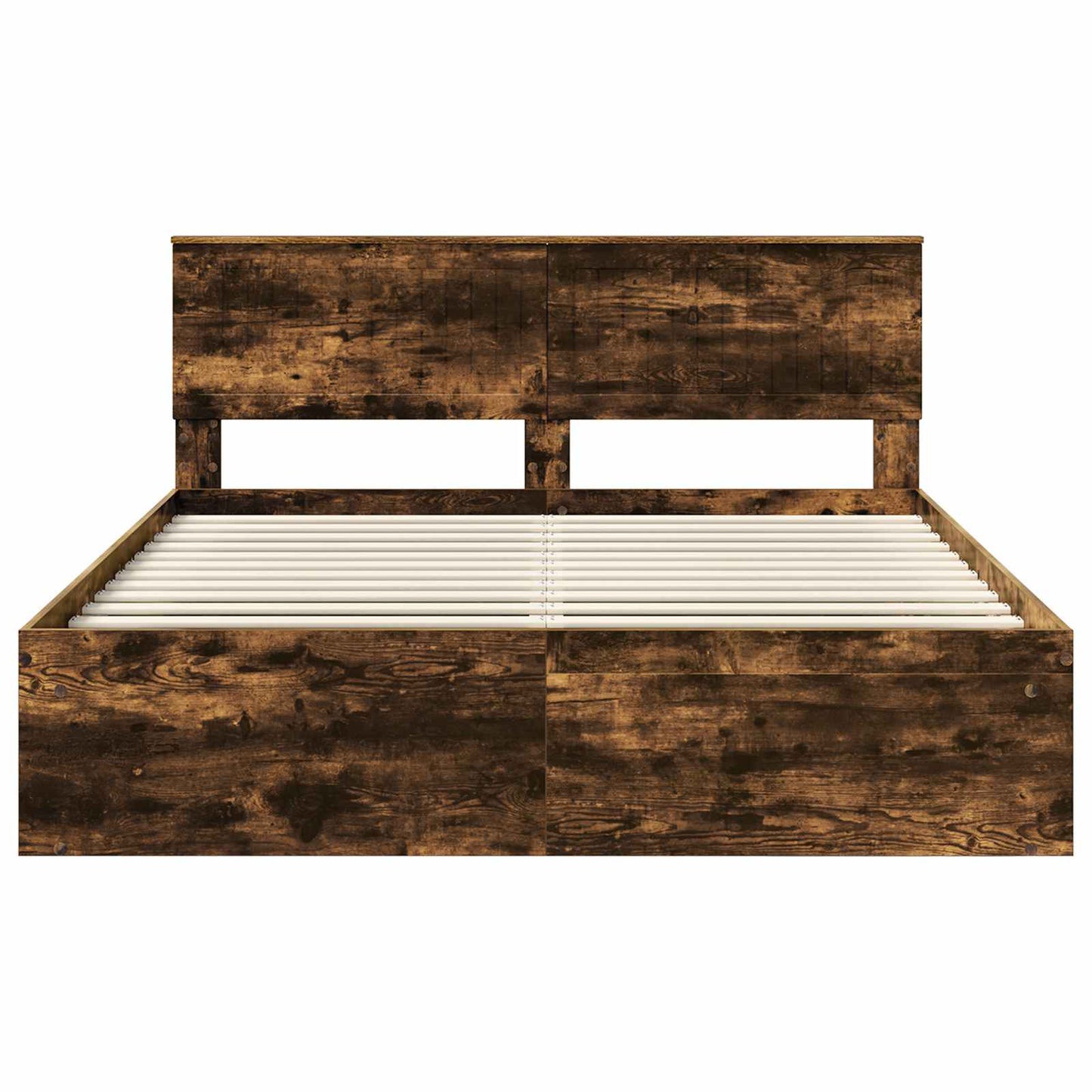 Bed Frame Smoked Oak 160 x 200 cm Solid Pine Wood