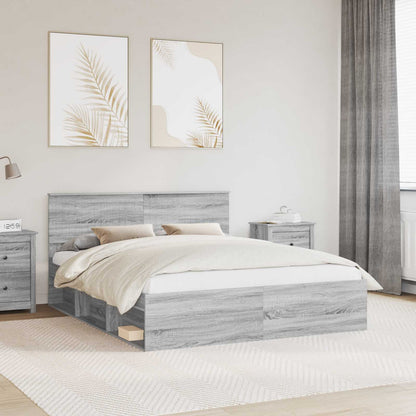 Bed Frame Grey Sonoma 160 x 200 cm Solid Pine Wood