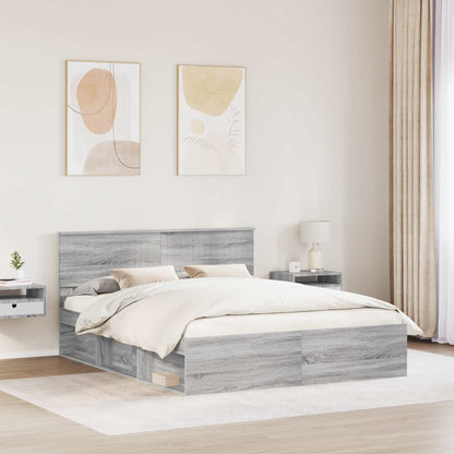 Bed Frame Grey Sonoma 160 x 200 cm Solid Pine Wood