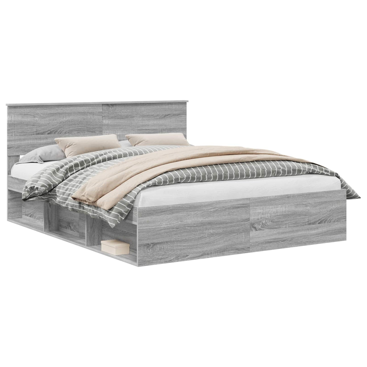 Bed Frame Grey Sonoma 160 x 200 cm Solid Pine Wood